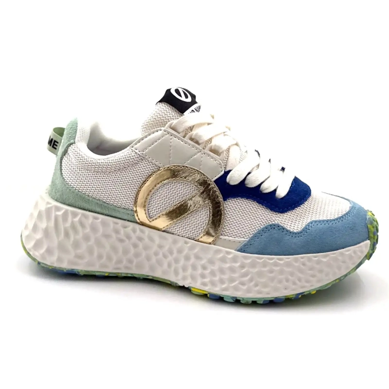 No Name Carter Jogger W Leather & Textile White, Blue & Green Ivoire Chaussures