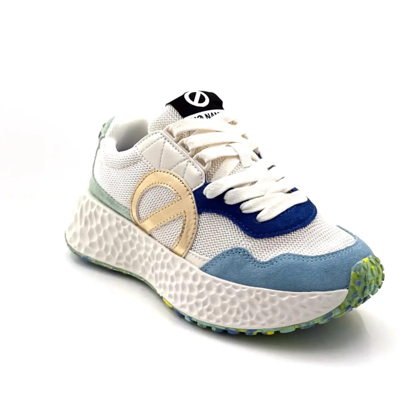 No Name Carter Jogger W Leer & Textiel Wit, Blauw & Groen Ivoire Chaussures