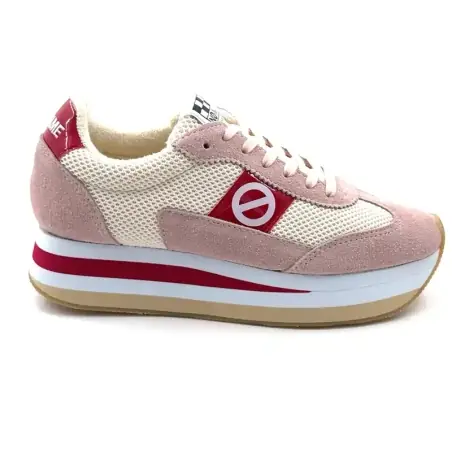 Calça Jogger Flex M No Name em Camurça e Tecido Rosa Creme e Cereja Ivoire Chaussures