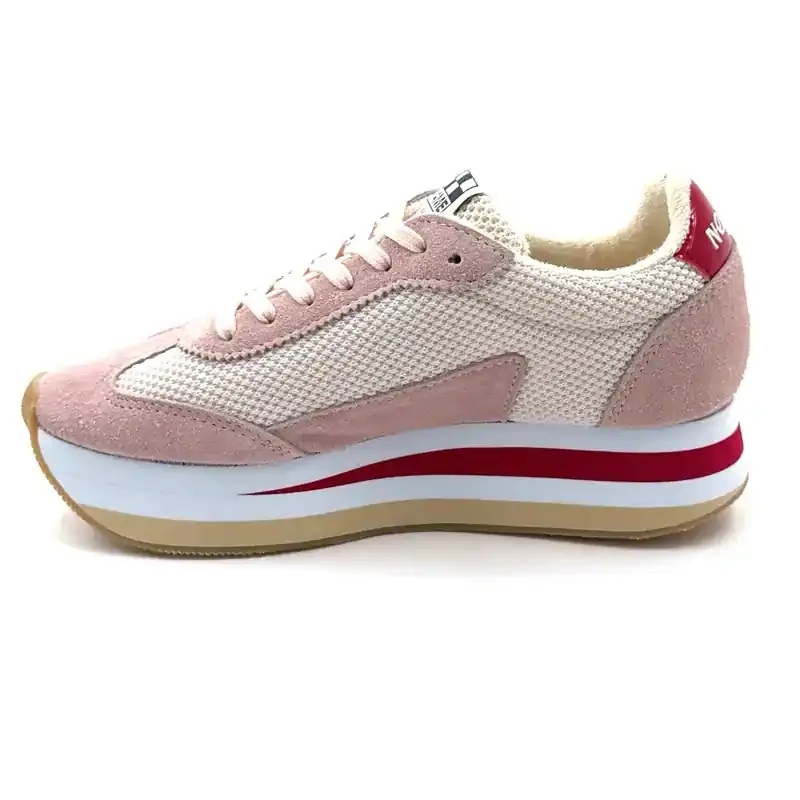 No Name Flex M Jogger Suede & Textile Rosa Crema e Ciliegia Ivoire Chaussures