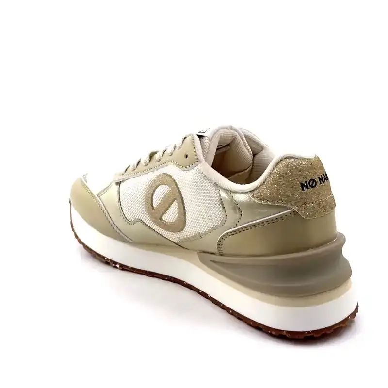 No Name Tova-Runner W, sem marca, em tecido branco e dourado. Ivoire Chaussures