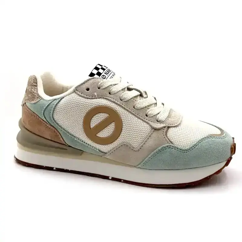 No Name Tova-Runner W Leather & Textile Beige & Mint Ivoire Chaussures