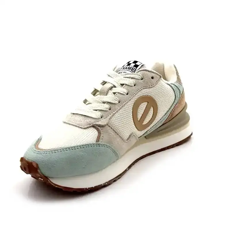 No Name Tova-Runner W, cor bege e menta, em couro e tecido. Ivoire Chaussures