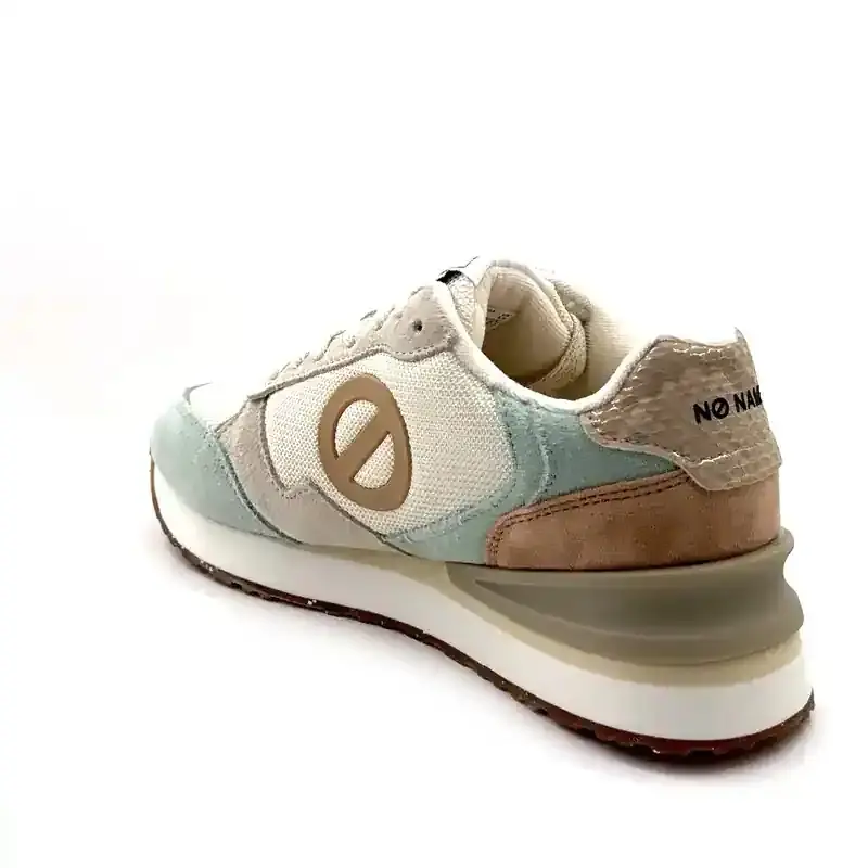 No Name Tova-Runner W Leather & Textile Beige & Mint Ivoire Chaussures