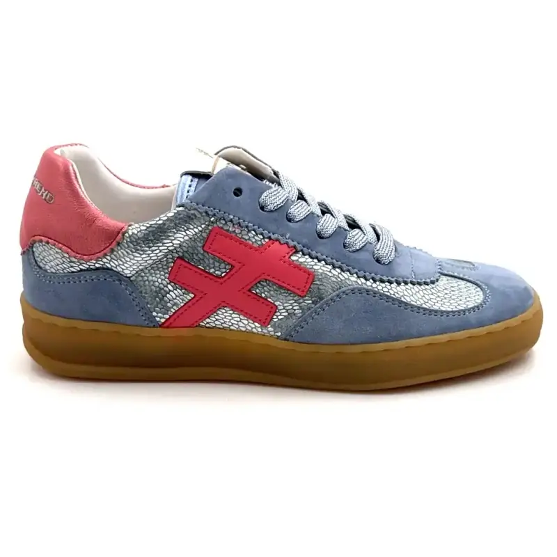 Another Trend A032C126 Ikonisk Læder & Ruskind Blå & Pink Ivoire Chaussures