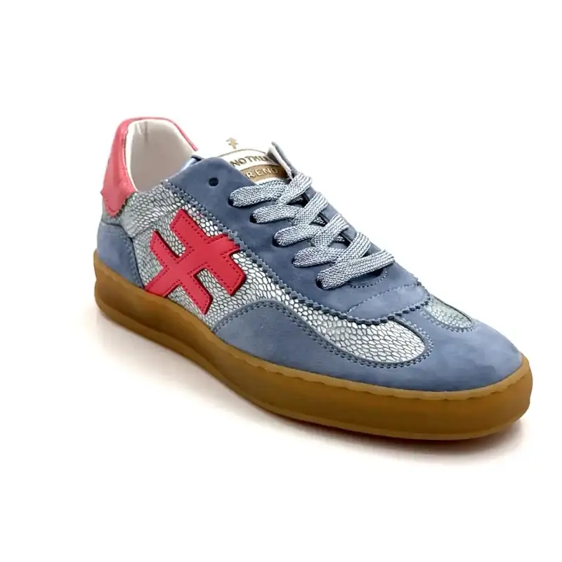 Another Trend A032C126 Pelle e camoscio iconici blu e rosa Ivoire Chaussures