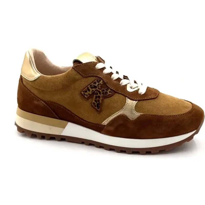 Reqins Mania Mix Suede Maro și Auriu Ivoire Chaussures