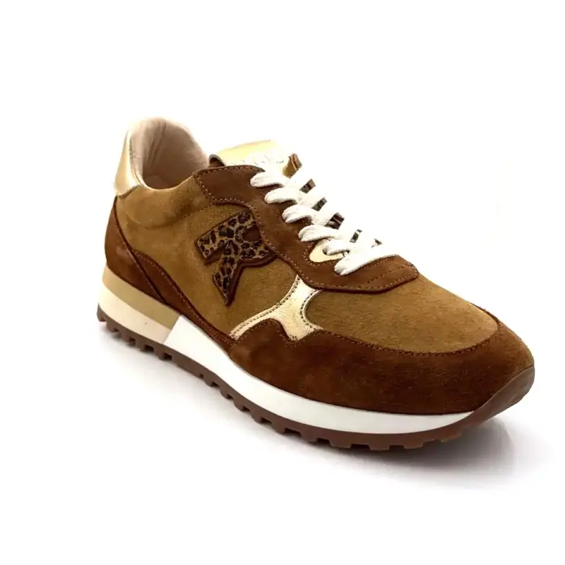 Reqins Mania Mix Suede Marrón y Dorado Ivoire Chaussures