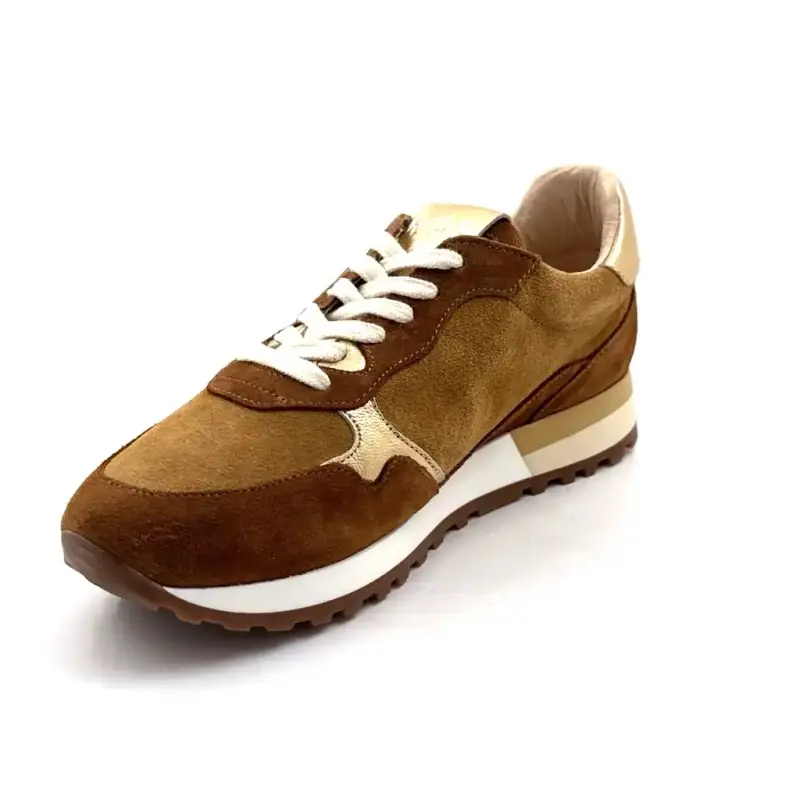 Reqins Mania Mix Suede Brown & Gold Ivoire Chaussures