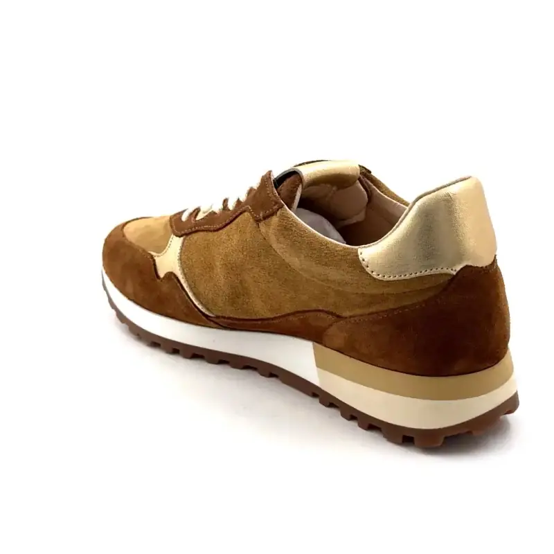 Reqins Mania Mix Σουέτ Καφέ & Χρυσό Ivoire Chaussures