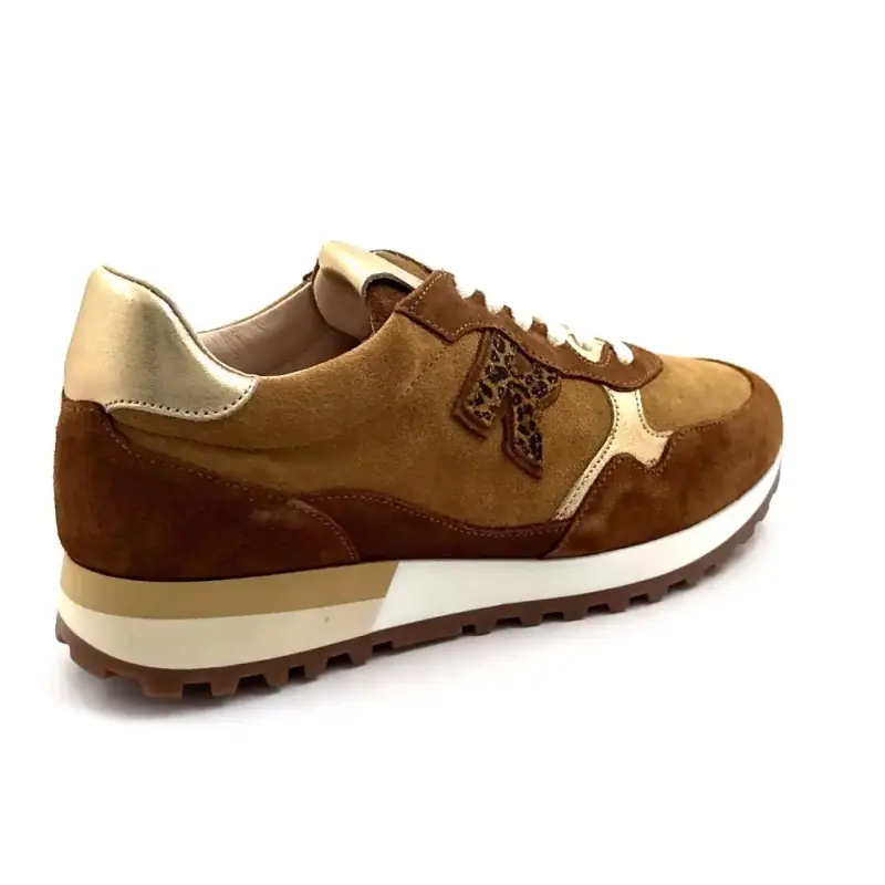 Reqins Mania Mix Daim Marron & Doré Ivoire Chaussures