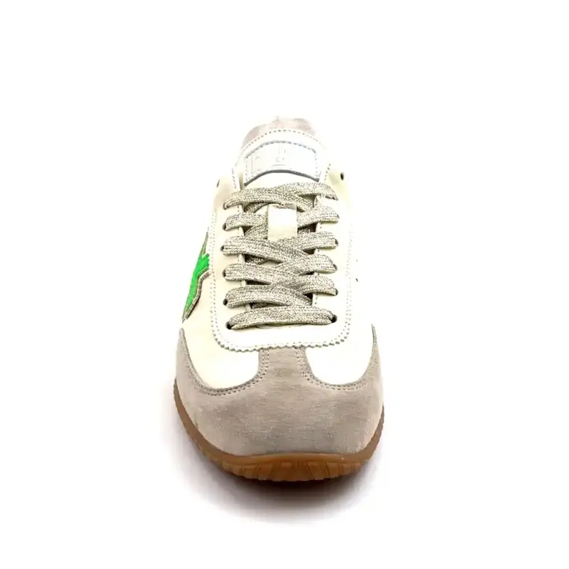 Another Trend A078 04 Atenas Leder & Wildleder Weiß Fluo Grün & Grau Ivoire Chaussures