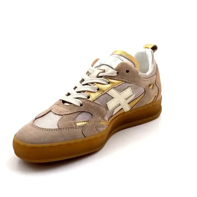 Another Trend A033 11 Iconic 2 Læder & Ruskind Taupe & Metal Ivoire Chaussures