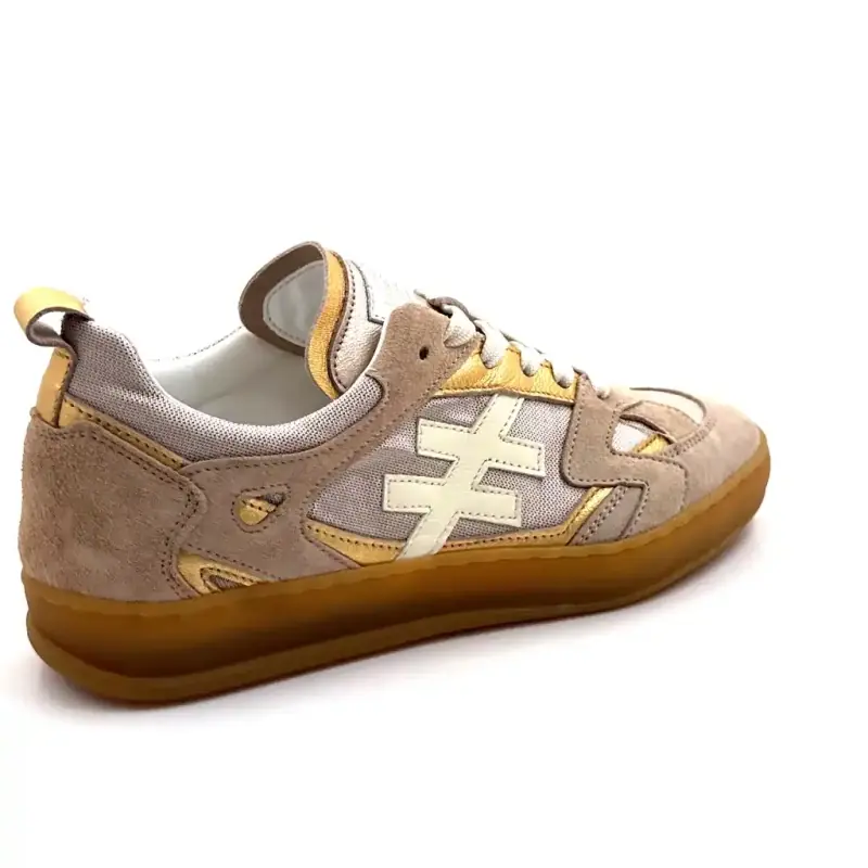 Another Trend A033 11 Iconic 2 Cuir & Daim Taupe & Métal Ivoire Chaussures