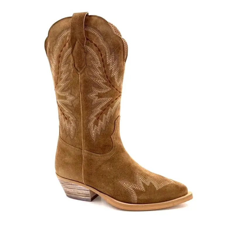 Alpe 5217 11 Western Camurça Marrom Ivoire Chaussures