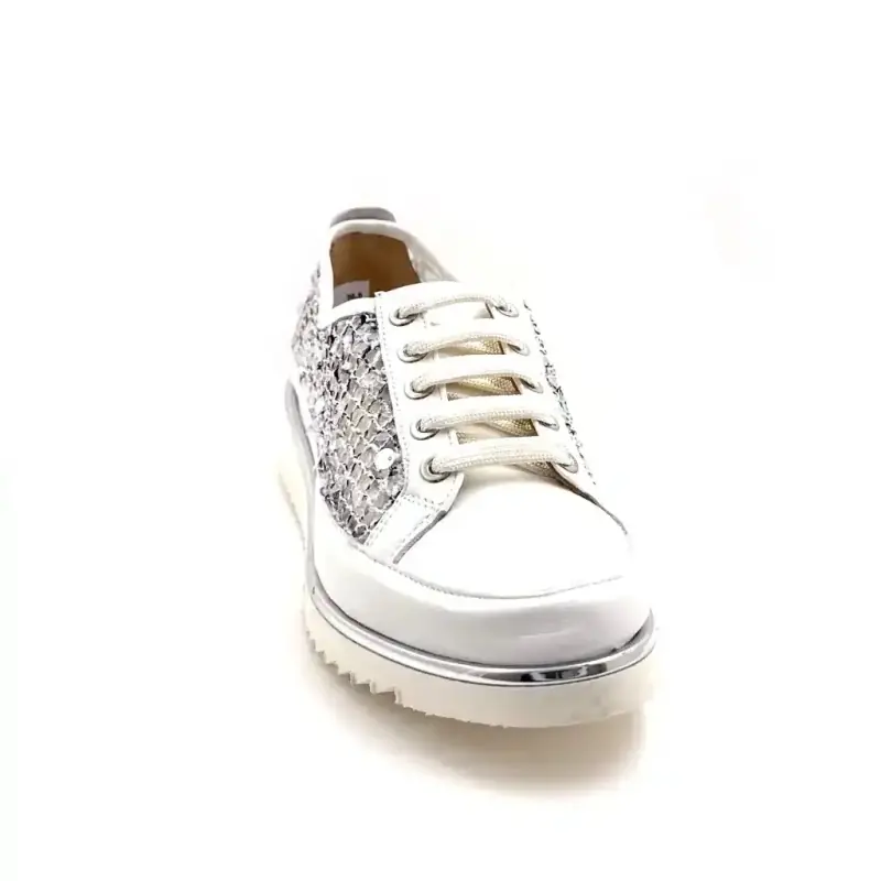 Xsa 9702 Büffelleder, weiß mit Pailletten Ivoire Chaussures