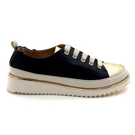 Xsa 8010 Marineblau Gold & Creme Leder Ivoire Chaussures