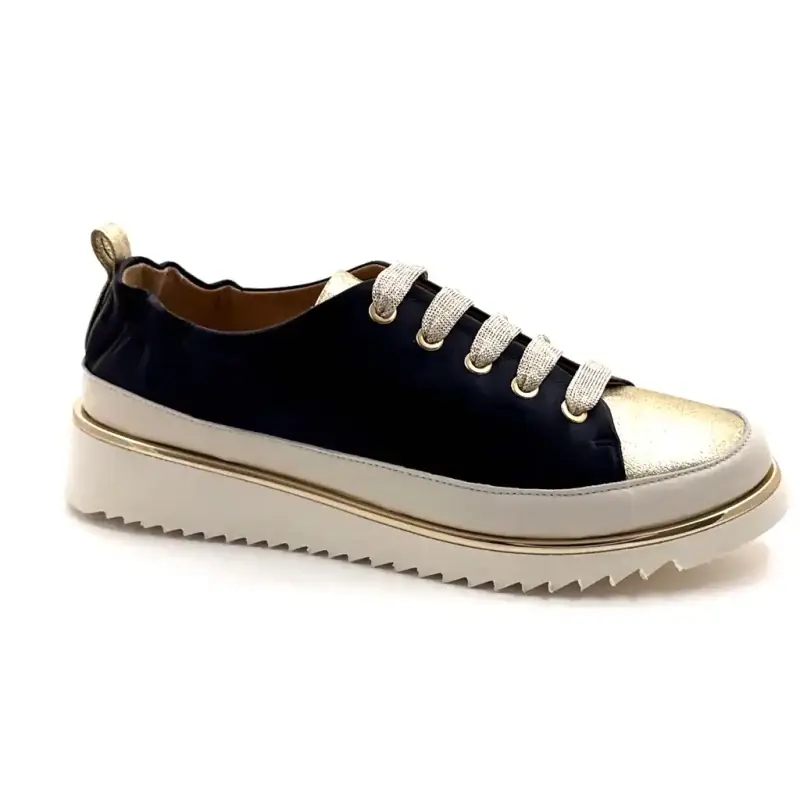 Xsa 8010 Marineblau Gold & Creme Leder Ivoire Chaussures
