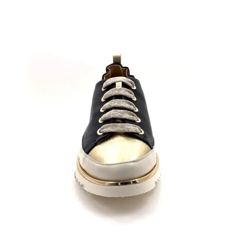 Xsa 8010 Piele aurie și crem bleumarin Ivoire Chaussures