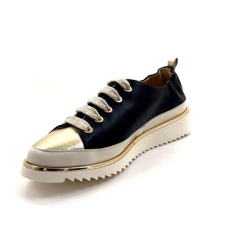 Xsa 8010 Δέρμα σε μπλε χρώμα, χρυσό και κρεμ Ivoire Chaussures