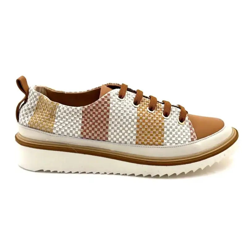 Xsa 8010 Pixel Cuero Trenzado Camel Beige y Crema Ivoire Chaussures
