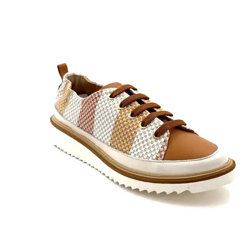 Xsa 8010 Pixel Braided Leather Camel Beige & Cream Ivoire Chaussures