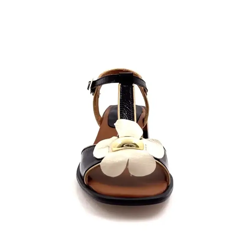 Nemonic 2513 Svart og Kremfarget Patentskinn Ivoire Chaussures