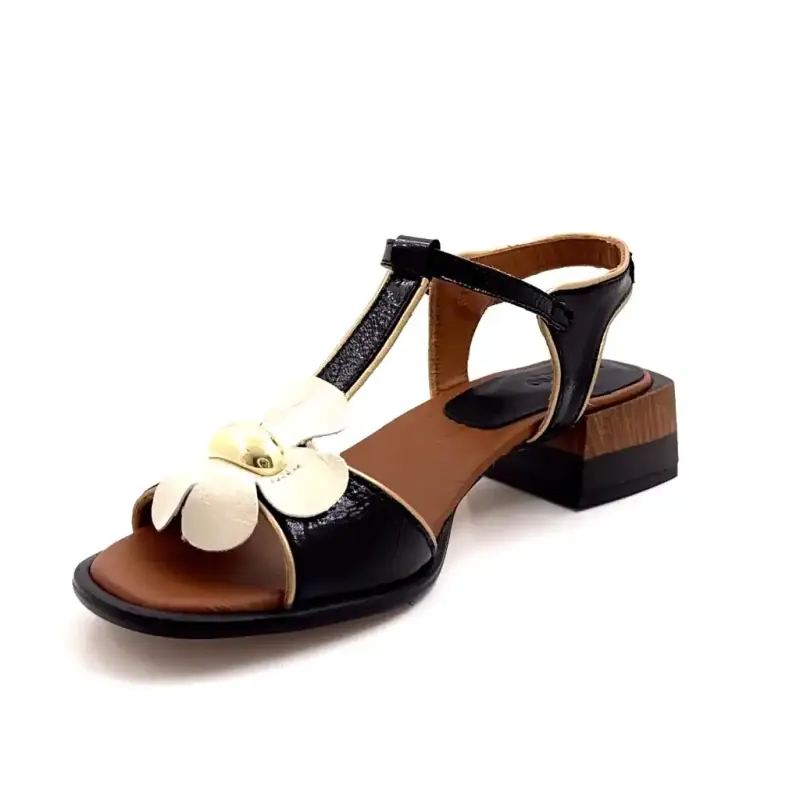 Nemonic 2513 Schwarz & Creme Lackleder Ivoire Chaussures