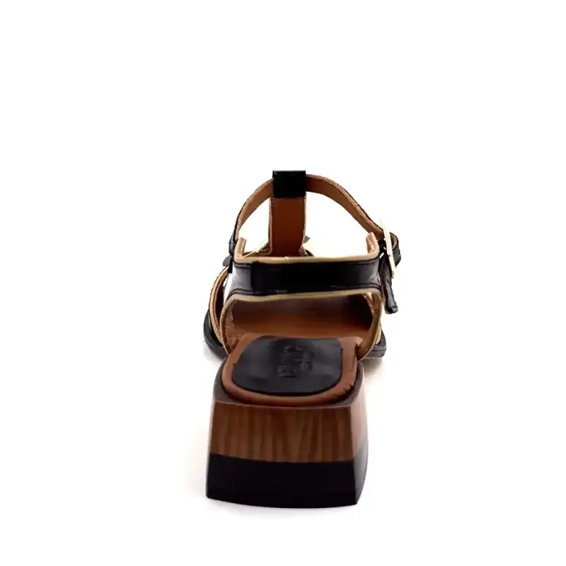 Nemonic 2513 Svart og Kremfarget Patentskinn Ivoire Chaussures