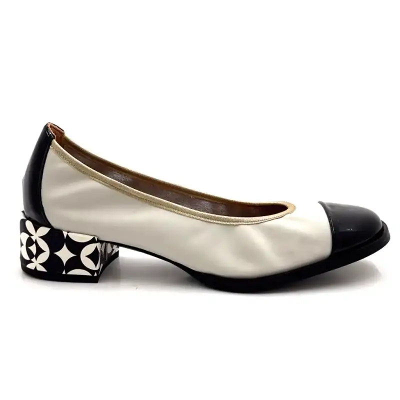 Nemonic 2430 Crema e Pelle Nera Ivoire Chaussures