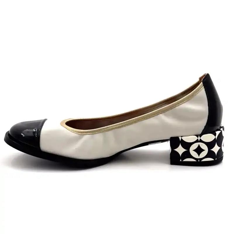 Nemonic 2430 krémszínű és fekete bőr Ivoire Chaussures