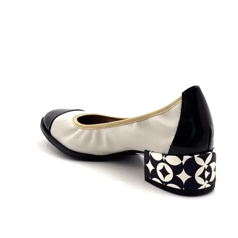 Nemonic 2430 Crema e Pelle Nera Ivoire Chaussures