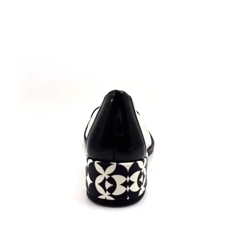 Nemonic 2430 Creme & Schwarzes Leder Ivoire Chaussures