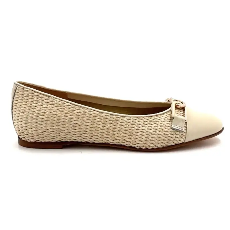 Ivoire CH968 Rafia i kremowa skóra lakierowana Ivoire Chaussures