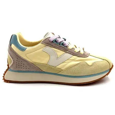 Victoria 8812101 i läder och textil pastellgul Ivoire Chaussures