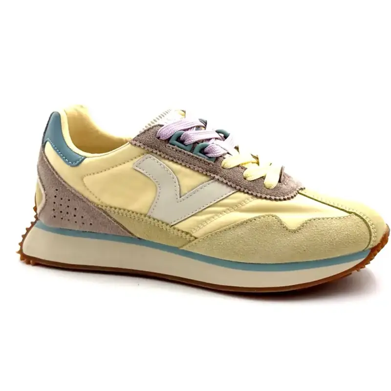 Victoria 8812101 i læder og tekstil pastelgul Ivoire Chaussures