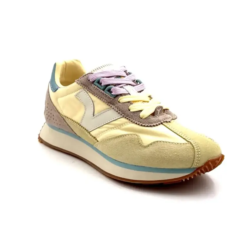 Victoria 8812101 bőr és textil pasztellsárga színben Ivoire Chaussures
