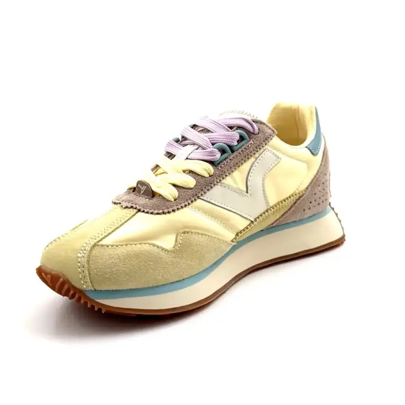 Victoria 8812101 in leer en textiel, pastelgeel Ivoire Chaussures