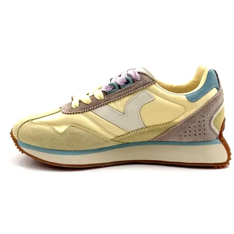 Victoria 8812101 in leer en textiel, pastelgeel Ivoire Chaussures