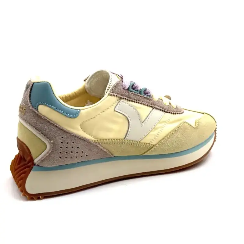 Victoria 8812101 w kolorze pastelowej żółci ze skóry i materiału tekstylnego Ivoire Chaussures