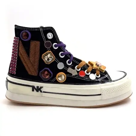 Nanku Esa01 Textil Svart & Lila Ivoire Chaussures