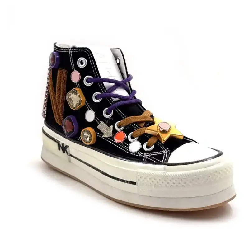 Nanku Esa01 Tekstylia Czarno-Fioletowe Ivoire Chaussures