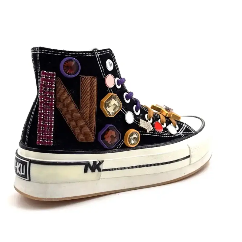 Nanku Esa01 Tessuto Nero e Viola Ivoire Chaussures