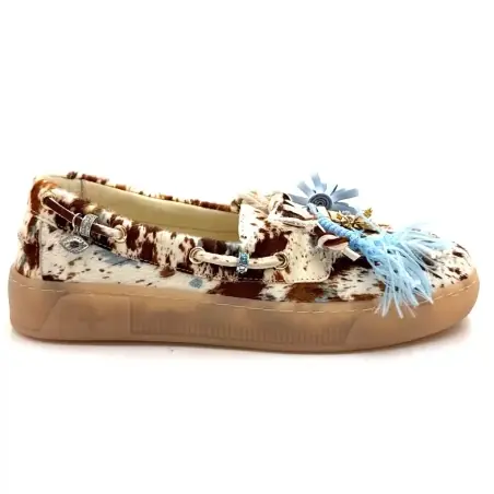 GIO+ Moka10 Kuhfellmuster Ponyleder Ivoire Chaussures