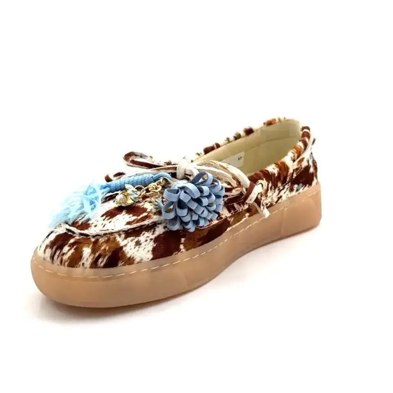 GIO+ Moka10 Cow Print Pony Leather Ivoire Chaussures