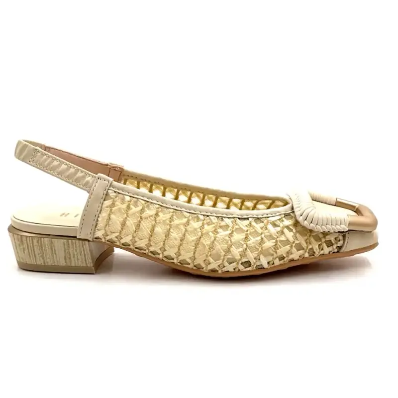 Hispanitas 264658 Cream Raffia-ban Ivoire Chaussures