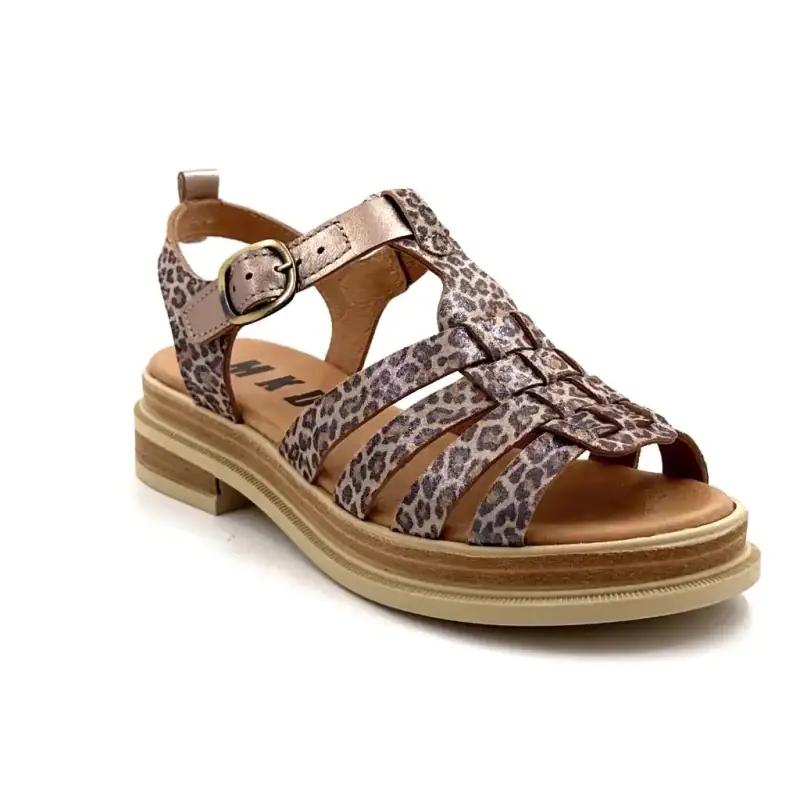 MKD Cuero Canela Leo Dorado Ivoire Chaussures