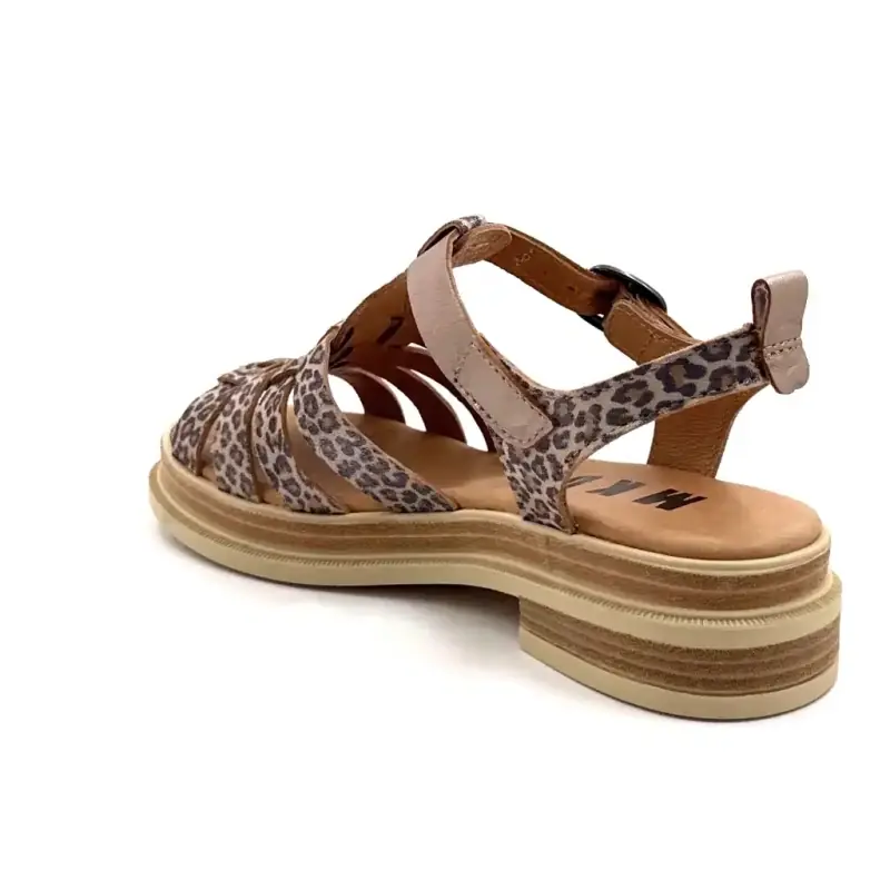 MKD Δερμάτινο με κανέλα και χρυσό Leo Ivoire Chaussures