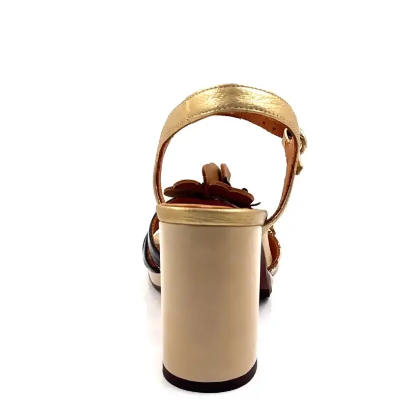 Chie Mihara Parlota 48 in Beige & Gold Leather and Camel Print Ivoire Chaussures