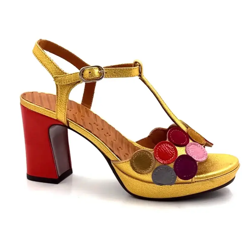 Chie Mihara Kicuse Arany és Piros Ivoire Chaussures